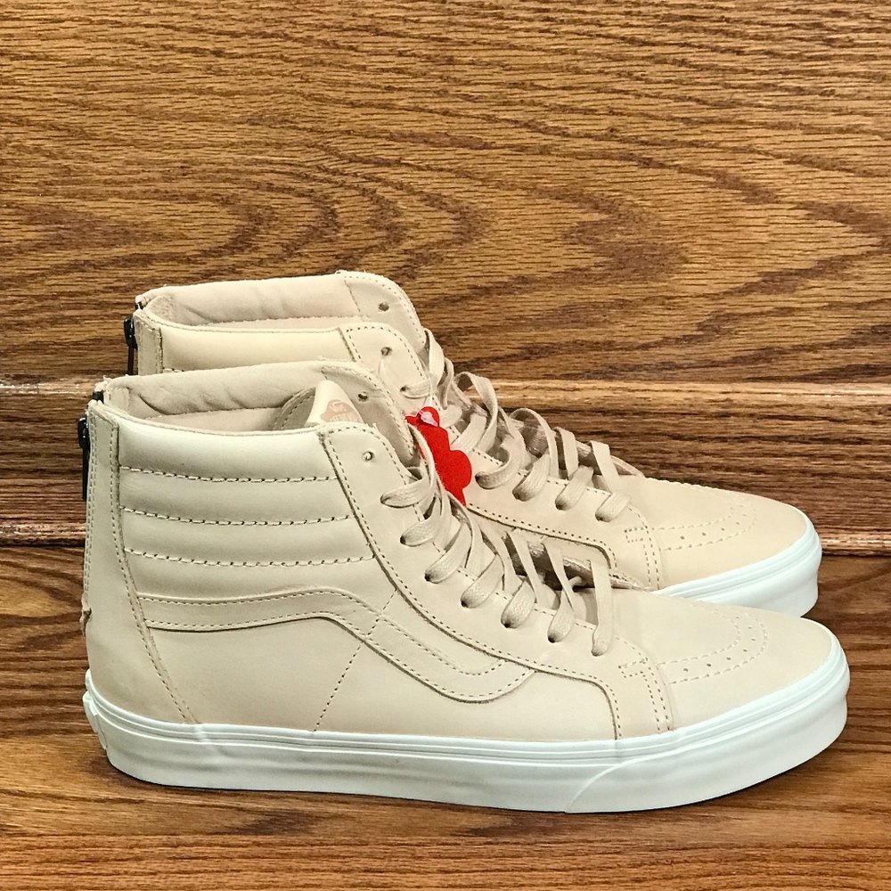 Vans Sk8-Hi Reissue Zip Veggie Tan Leather Shoes - Picture 2 of 7